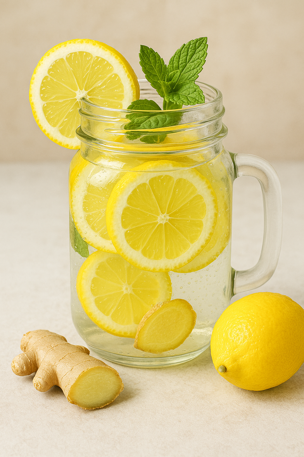 Acqua detox al limone e zenzero